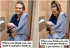 Una mujer se detiene en una gasolinera para ir al baño y termina dando a luz