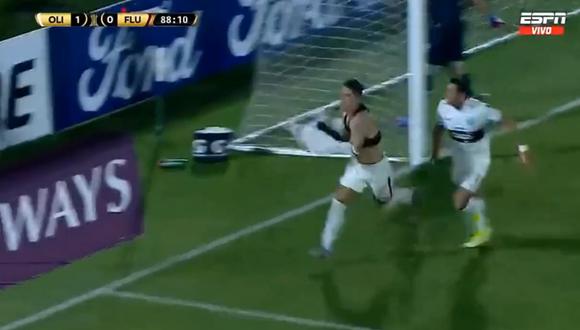 Guillermo Paiva anotó el 2-0 de Olimpia sobre Fluminense en la Copa Libertadores. (Foto: Captura ESPN)