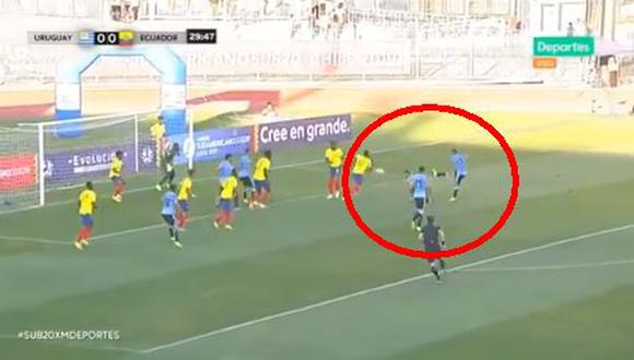 Uruguay vs. Ecuador: Agustín Dávila marcó doblete para poner 2-1 el encuentro a favor de los charrúas. (Foto: Captura).