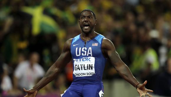 Justin Gatlin ganó los 100 metros planos en el Mundial de Atletismo venciendo a Coleman y Bolt. (Foto: AFP)