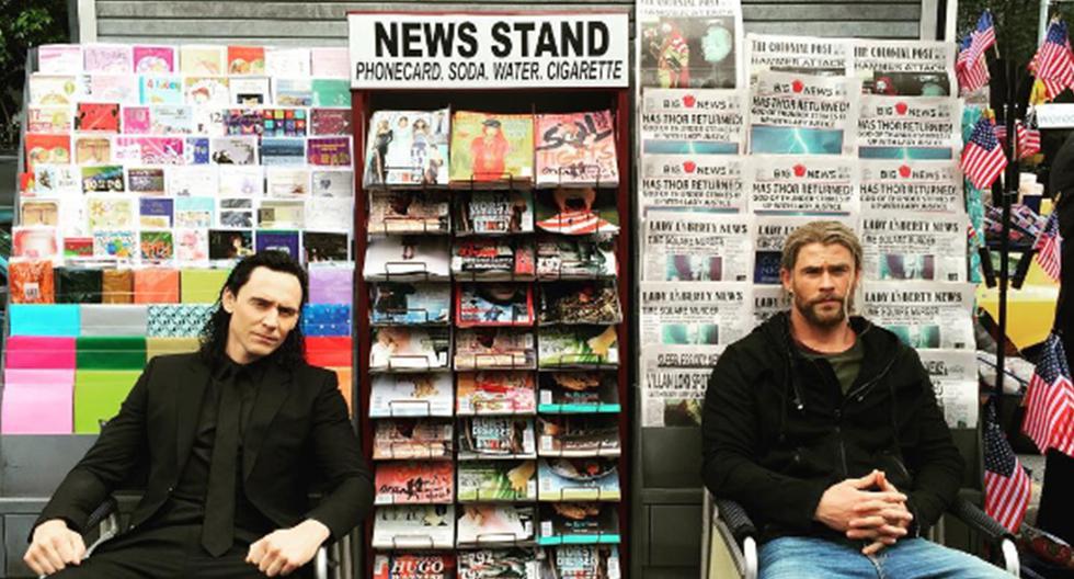 Chris Hemsworth y Tom Hiddleston en una divertida foto para el recuerdo. (Foto: Instagram)