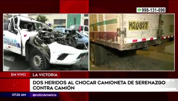 Dos heridos deja choque en La Victoria. (Foto: América Noticias)