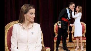 De blanco y corto, la sobria elección de la reina Letizia