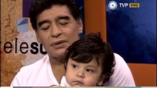 Maradona presentó a su hijo de un año en televisión
