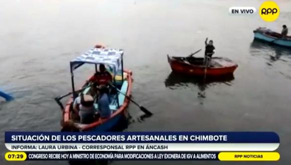 Los pescadores artesanales de Chimbote afirman que no pueden solventar su canasta básica familiar. (Foto: RPP TV)