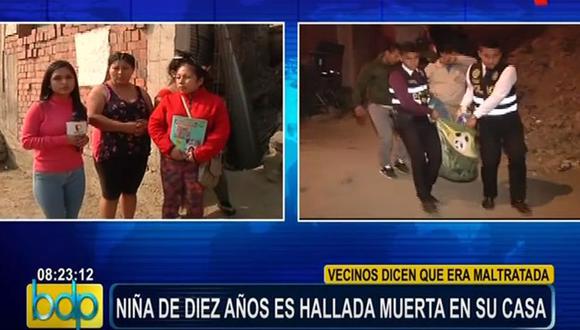 Peritos de criminalística llegaron al asentamiento humano 9 de Febrero, en San Juan de Lurigancho, para investigar la muerte de la menor. (Panamericana TV)