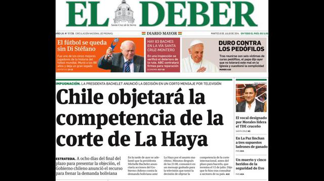 La prensa boliviana ante el polémico anuncio de Chile - 1