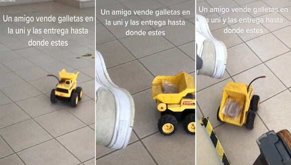 Un estudiante mexicano es furor en TikTok por vender sus galletas usando un carro de juguete. | FOTO: @del.muro / TikTok