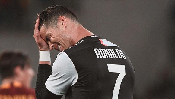 Cristiano Ronaldo lamentándose por la derrota contra la Roma. (Foto: AFP)