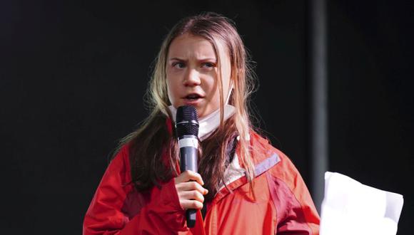 La activista climática Greta Thunberg habla en el escenario después de una protesta durante la cumbre de la Cop26 en Glasgow, Escocia. (Foto: Archivo/ Jane Barlow / PA vía AP)