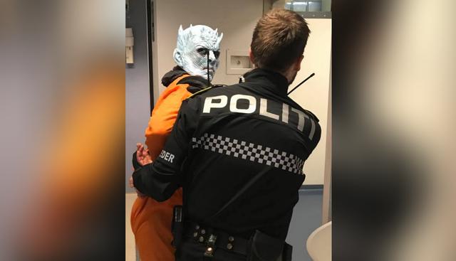 El 'Night King' de Game of Thrones fue "arrestado" en Noruega acusado de varios actos criminales. (Fotos: Politiet i Trondheim en Facebook)