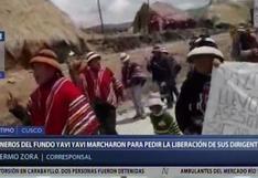 Cusco: comuneros marchan en fundo Yavi Yavi y piden liberen a su dirigente | VIDEO