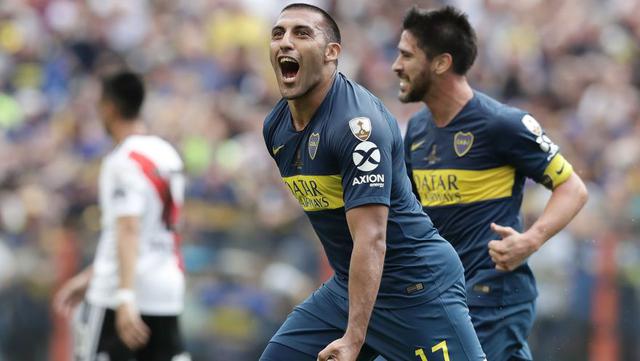 En el Boca Juniors vs. River Plate, por la ida de la final de la Copa Libertadores 2018, Ramón 'Wanchope' Ábila abrió el marcador con un remate en el que tuvo complicidad Armani (Foto: Reuters)