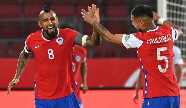 Arturo Vidal marcó el 1-0 de Chile sobre Perú por las Eliminatorias | Foto: AFP