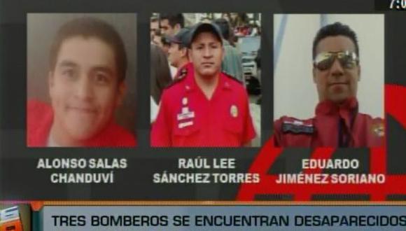 La identidad de los tres bomberos desaparecidos durante el incendio en El Agustino. (Canal N)