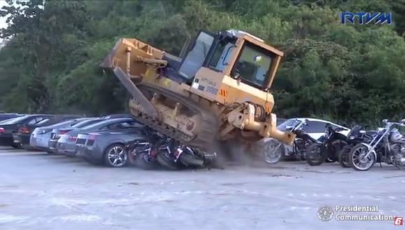 En grupo total de vehículos destruidos estaba valorizado en unos 6 millones de euros. (Foto: YouTube).