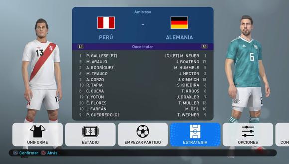 PES 2019 | Perú vs. Alemania en el estadio de Alianza Lima. (Imagen: Captura de pantalla)