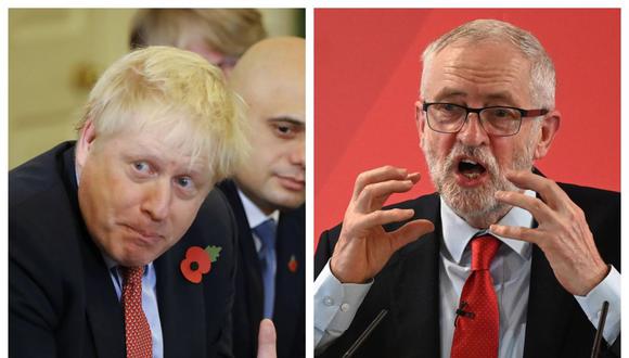 El primer ministro Boris Johnson, a la izquierda, comparó el miércoles al líder de la oposición británica, y su principal rival en las legislativas,  Jeremy Corbyn, con el dictador soviético Josef Stalin. (Fotos: AFP)