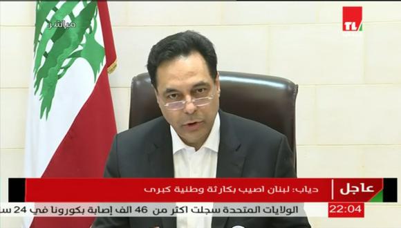 Líbano: Primer ministro Hassan Diab anuncia que llamará a elecciones anticipadas tras explosión en Beirut. (AFP).