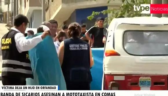 Mototaxista fue asesinado a balazos por sicarios en Comas. (Foto: TV Perú Noticias)
