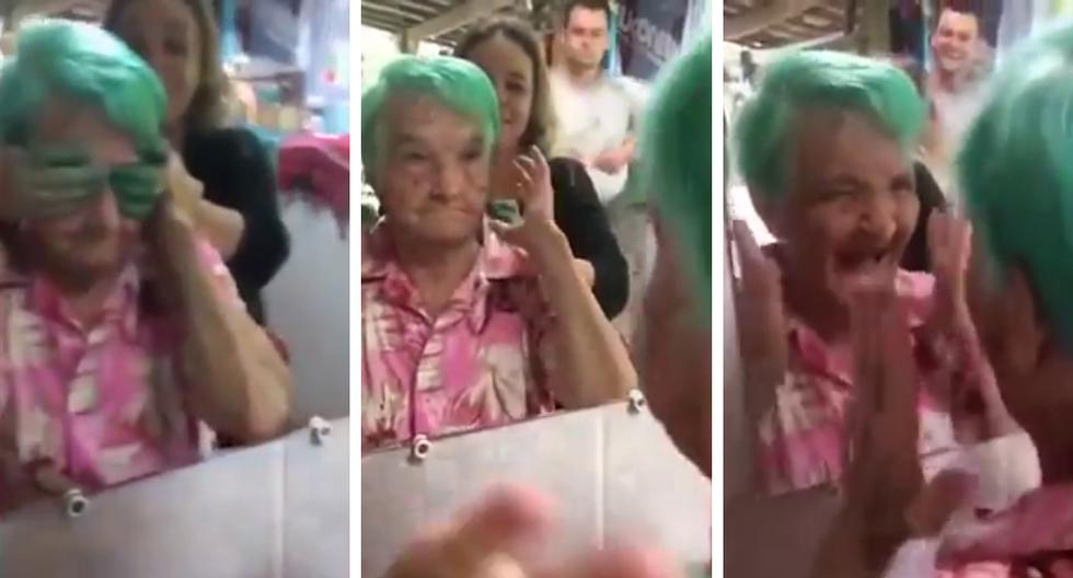 Una adorable anciana hizo realidad el sueño de toda su vida al teñirse el cabello por primera vez. (Foto: Daily Mail en YouTube)