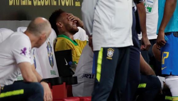 Neymar rompió en llanto, luego de sufrir una torcedura en el Brasil vs. Qatar. (Foto: AFP)