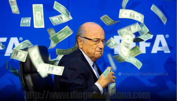 Diego Maradona compartió foto de Blatter con lluvia de dólares