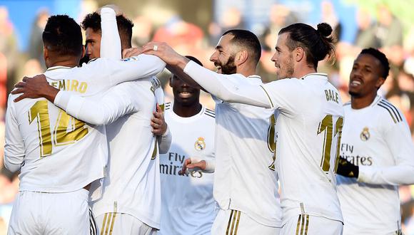 Real Madrid goleó 3-0 a Getafe en el Coliseo Alfonso Pérez y es líder momentáneo de la Liga Santander. (AFP)