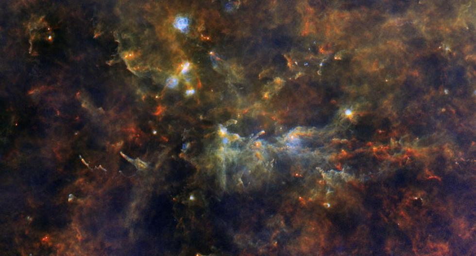Vulpecula OB1. (Foto: ESA/Herschel/PACS, SPIRE/Hi-GAL Project)