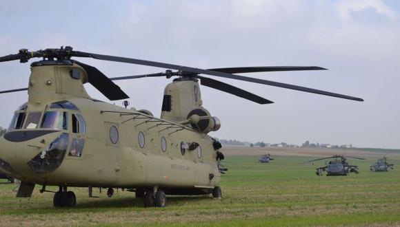 Estos helicópteros de combate aterrizaron, por error, en un campo de coles en Polonia. (AP)