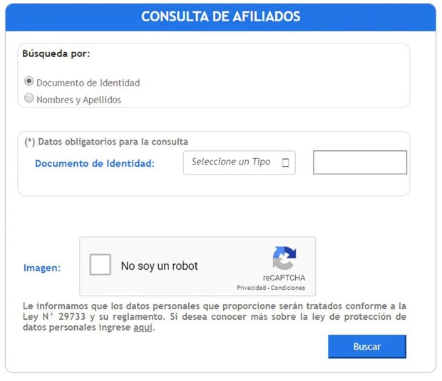 Página para consultar la afiliación a las AFP (Foto: Captura)