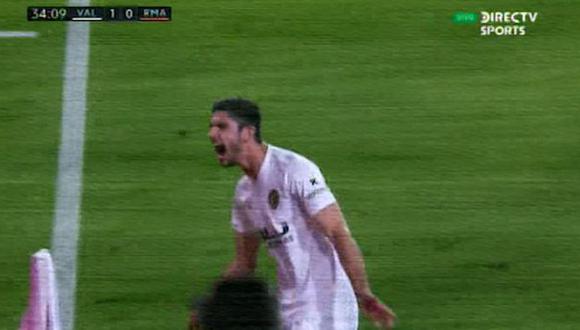 Real Madrid vs. Valencia: el gol de Guedes para el 1-0 tras pésima marca de Sergio Ramos. (Foto: captura)