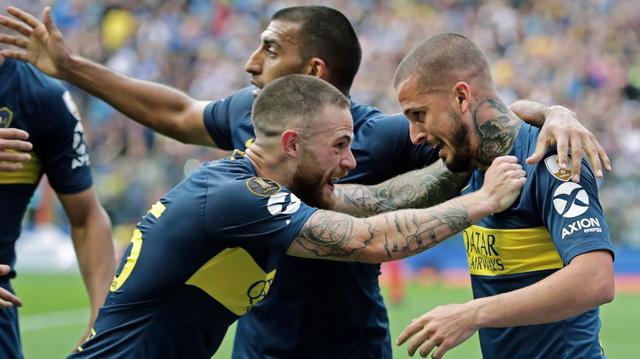 En el Boca Juniors vs. River Plate, por la ida de la final de la Copa Libertadores 2018, Darío Benedetto puso el 2-1 con un tremendo cabezazo que hizo estallar la Bombonera (Foto: Reuters)