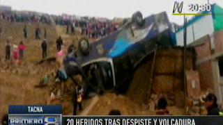 Accidente en Tacna: 20 heridos dejó vuelco de bus sobre casas