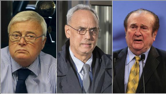 De izquierda a derecha: Ricardo Teixeira, Manuel Burga y Nicolás Leoz, dirigentes investigados por la justicia de Estados Unidos por cargos de corrupción. (Reuters/AP)
