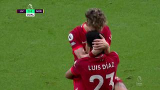 Luis Díaz marcó su primer gol con Liverpool en el triunfo ante Norwich City | VIDEO