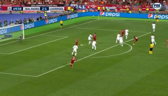 Sadio Mané, autor del empate a uno entre Liverpool y Real Madrid, se perdió la oportunidad de volver a equiparar el marcador. Su disparo chocó en la base derecha del arco de Navas. (Foto: captura de video)