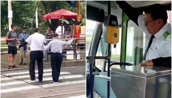 El emotivo gesto de un conductor de transporte público: dejó de manejar para ayudar a anciano a cruzar la calle. (Foto: @TodosporCali_)