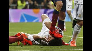 El pisotón de Busquets sobre la cabeza de Pepe en el clásico