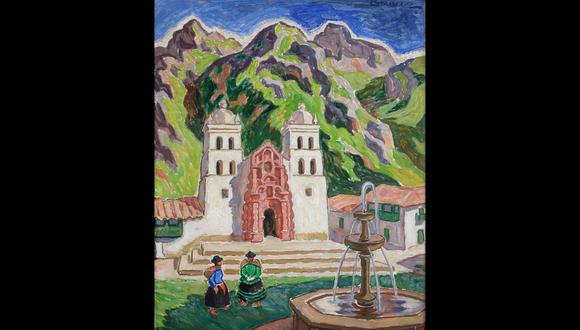 Camilo Blas. Plaza de Huancavelica, 1951. Óleo sobre yute 60 x 50,5 cm. Museo de Arte de Lima. Donación Manuel Cisneros Sánchez y Teresa Blondet de Cisneros.