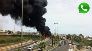 WhatsApp: camión cisterna sufre accidente y se incendia [FOTOS]