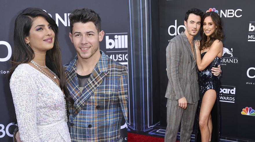 Izquierda: Priyanka Chopra y Nick Jonas. Derecha: Danielle Jonas y Kevin Jonas. (Foto: El Comercio).