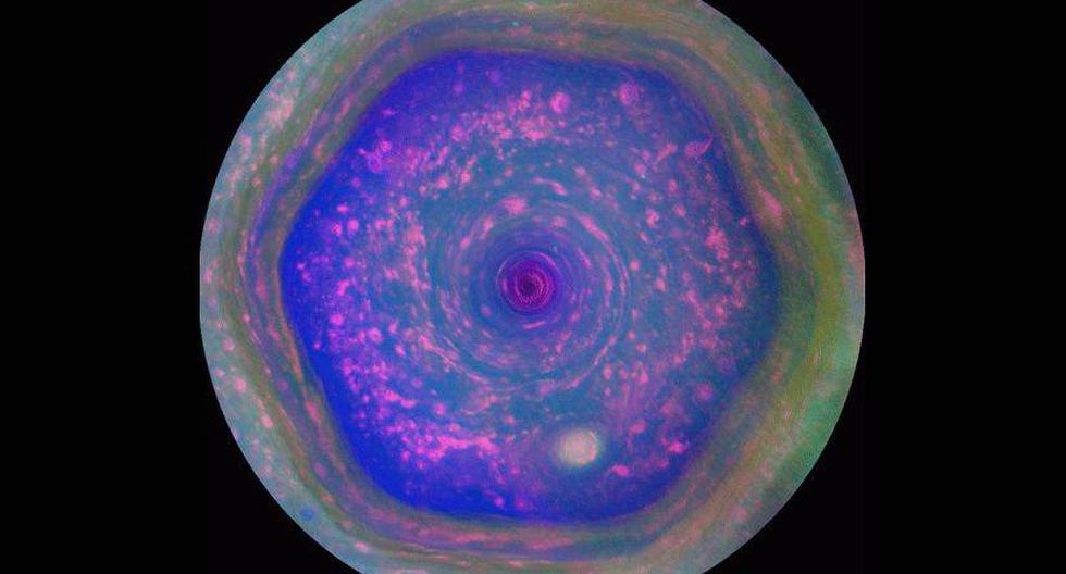 La tormenta hexagonal en el 'polo norte' de Saturno. (Foto: NASA)