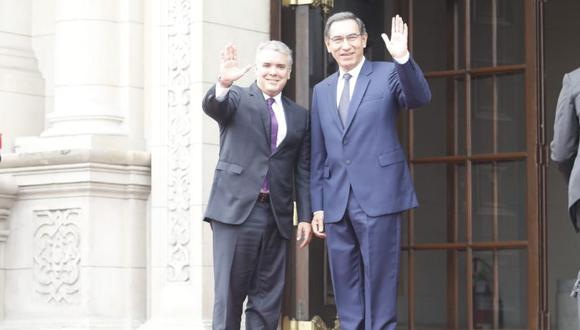 El presidente Martín Vizcarra recibe en Palaciode Gobierno a su homólogo de Colombia, Iván Duque. (Foto: Piko Tamashiro/ GEC)