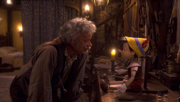 Tom Hanks como Geppetto en "Pinocho".