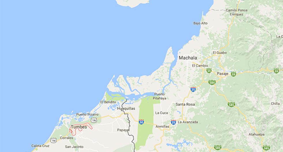 5 muertos dejó choque de dos embarcaciones en el límite fronterizo entre Perú y Ecuador. (Foto: Google Maps)