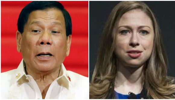 El presidente filipino, Rodrigo Duterte, y Chelsea Clinton, hija del ex presidente de EE.UU., Bill Clinton, y la ex secretaria de Estado, Hillary Clinton. (Foto: Reuters)