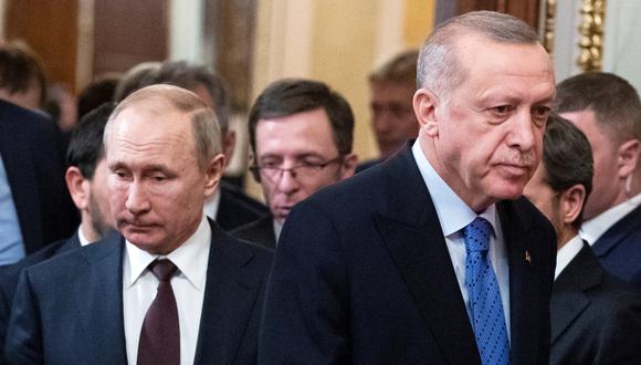 Los presidentes de Rusia y Turquía, Vladimir Putin y Tayyip Erdogan. REUTERS