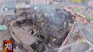 Incendio en plaza Dos de Mayo: vista área de la destrucción