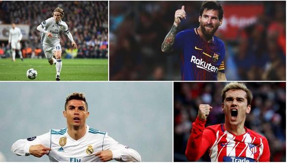 Cristiano Ronaldo, Lionel Messi, Luka Modric y Antoine Griezmann están en la lista